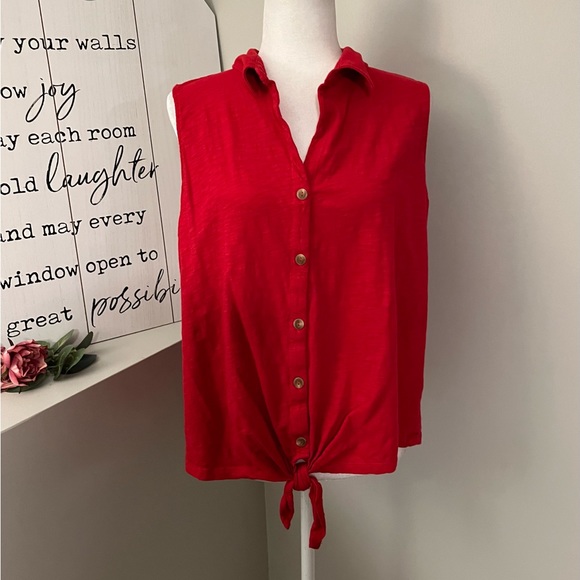 Time and Tru Tops - Time and Tru Tie Front Button Down Tank